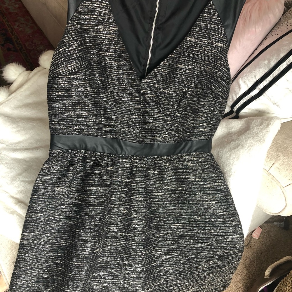 H&M tweed dress with faux leather detail